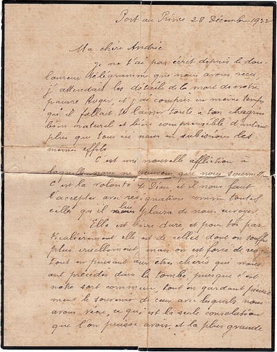Lettre de Félix Cheriez père à Andrée