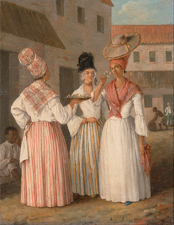 Agostino Brunias - A west indian flower girl_and two other free Women of color - 1769
