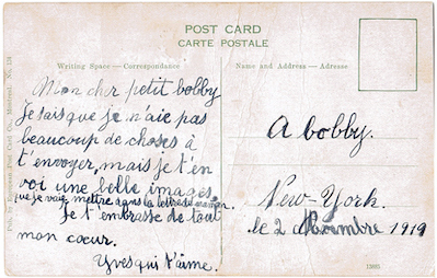 Carte de Yves à Bob - 1919