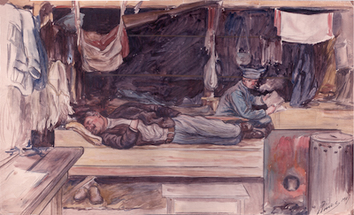 Aquarelle de Jules Pinasseau - Belgique, 1917